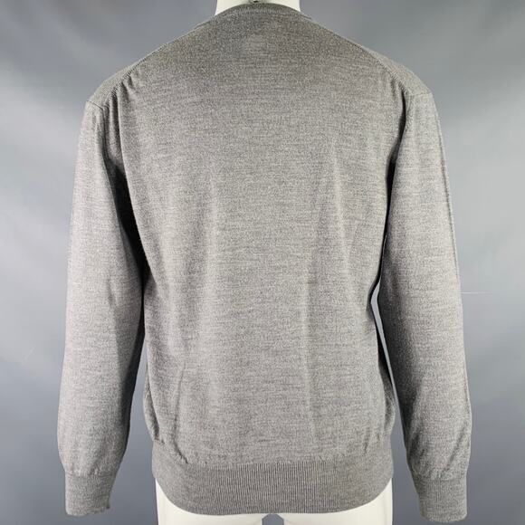 GIORGIOLINI Size M Grey Merino Wool V-Neck Pullover - Picture 3 of 8